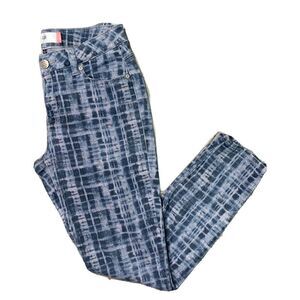 Cabi Size 2 Curvy Skinny Blue Tie Dye Mid Rise Jeans